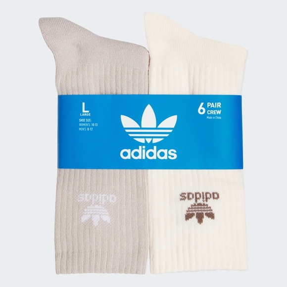 Adidas Trefoil Crew Socks 6 Pairs - Picture 2 of 9